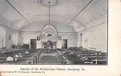 Strasburg-Pennsylvania-Presbyterian-Church-Interior-Antique-Postcard-K40941