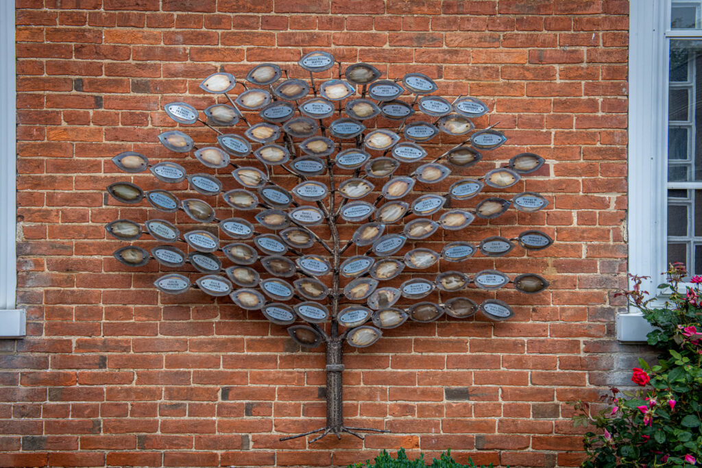 Tree or memorial plaques in the Memorial Garden